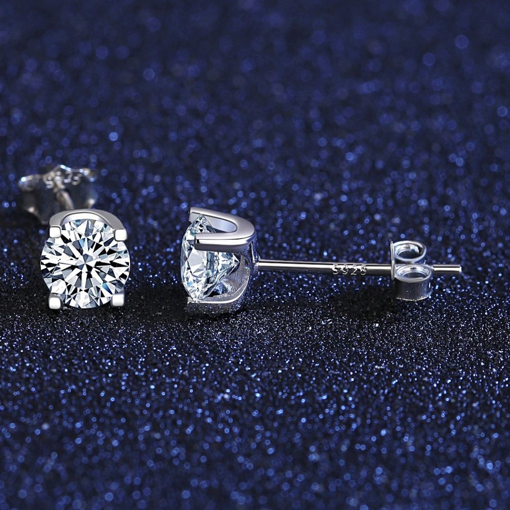 1 Carats Moissanite Stud Earrings- Ideal Gift For Her